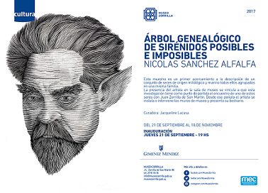 Invitación inauguración con ilustración de Juan Zorrilla de San Martín