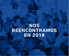 Foto de niños de visita al museo con el texto nos reencontramos en 2018